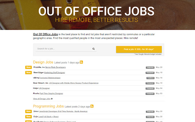 Out Of Office Jobs  from Chrome web store to be run with OffiDocs Chromium online
