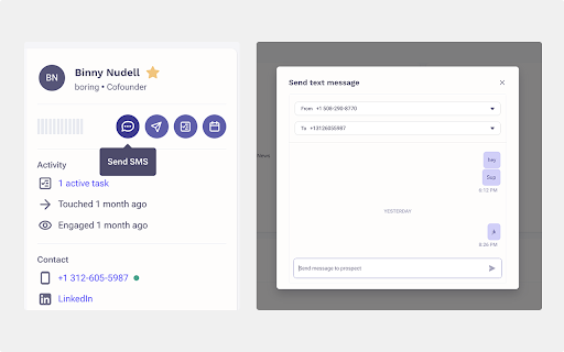 Outreach SMS Button  from Chrome web store to be run with OffiDocs Chromium online