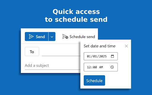 OutSchedule Schedule email in Outlook  from Chrome web store to be run with OffiDocs Chromium online