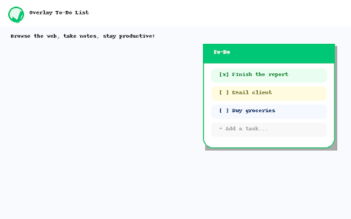 Overlay To Do List  from Chrome web store to be run with OffiDocs Chromium online