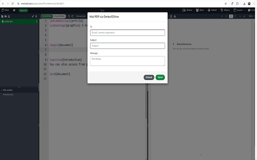 Overleaf2Drive  from Chrome web store to be run with OffiDocs Chromium online