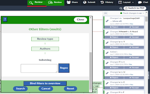 Overleaf Review Finder  from Chrome web store to be run with OffiDocs Chromium online