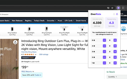 OverRate  from Chrome web store to be run with OffiDocs Chromium online