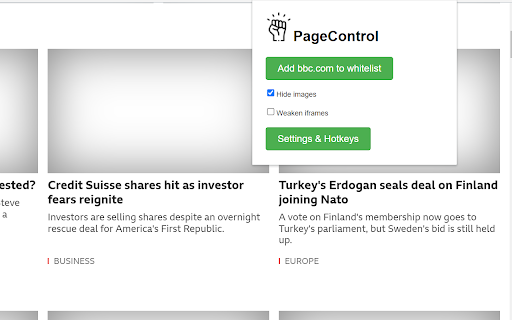 PageControl Overtake the webpage  from Chrome web store to be run with OffiDocs Chromium online