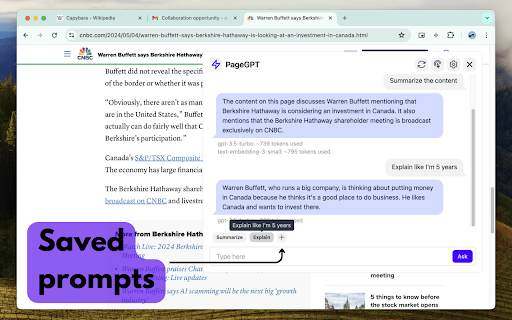 PageGPT: Your context aware AI chatbot  from Chrome web store to be run with OffiDocs Chromium online