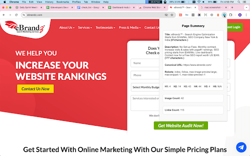 Page Info Extractor  from Chrome web store to be run with OffiDocs Chromium online