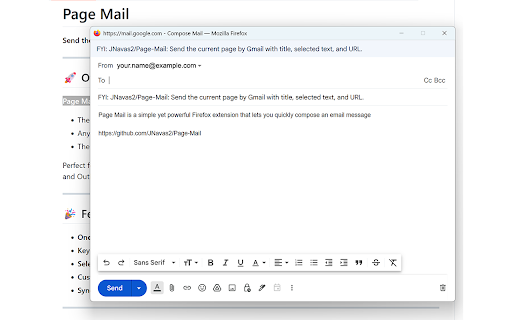 Page Mail  from Chrome web store to be run with OffiDocs Chromium online