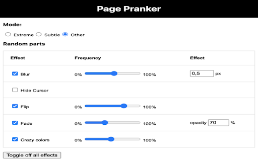 Page Pranker  from Chrome web store to be run with OffiDocs Chromium online
