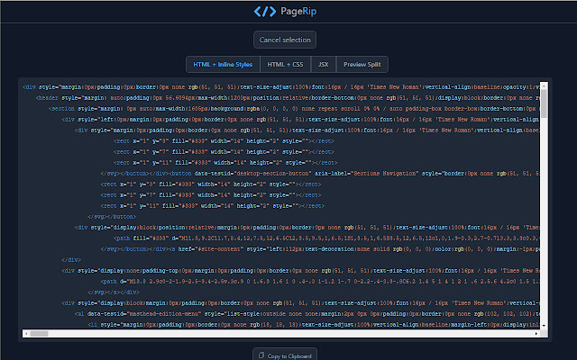 PageRip (HTML + CSS Extract)  from Chrome web store to be run with OffiDocs Chromium online