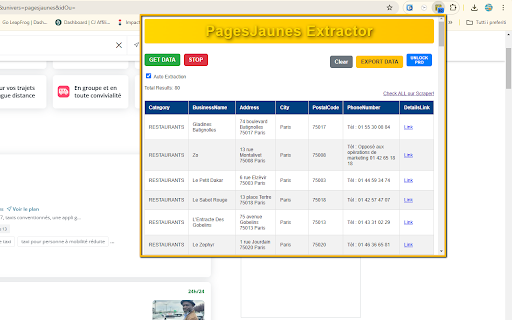 Pages Jaunes Scraper Extractor  from Chrome web store to be run with OffiDocs Chromium online