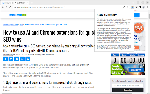Page summary  from Chrome web store to be run with OffiDocs Chromium online