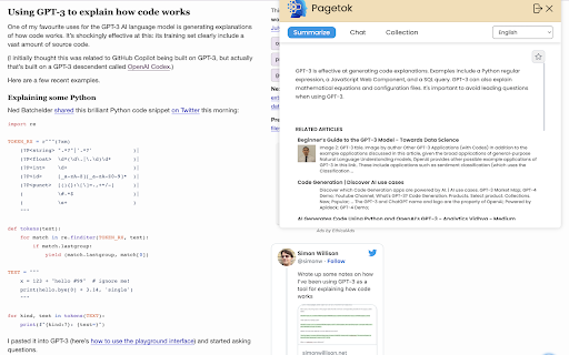 Pagetok Extension  from Chrome web store to be run with OffiDocs Chromium online