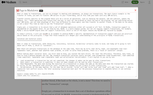 Page to Markdown  from Chrome web store to be run with OffiDocs Chromium online
