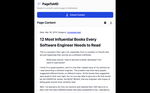 PageToMD: Web to Markdown Converter  from Chrome web store to be run with OffiDocs Chromium online