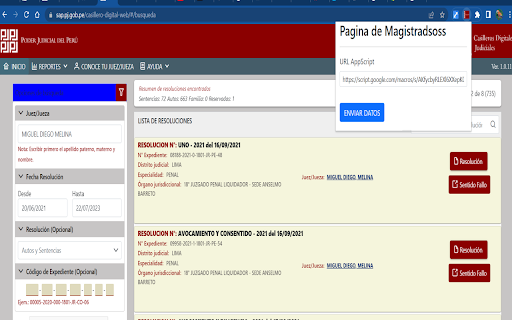 Pagina Magistrados  from Chrome web store to be run with OffiDocs Chromium online
