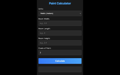 Paint Calculator  from Chrome web store to be run with OffiDocs Chromium online