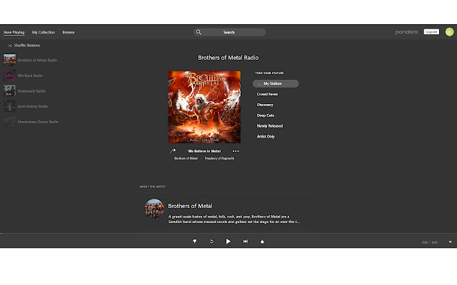 Pandora Dark Theme daripada kedai web Chrome untuk dijalankan dengan OffiDocs Chromium dalam talian