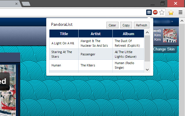 PandoraList  from Chrome web store to be run with OffiDocs Chromium online
