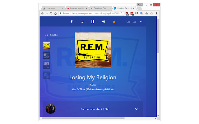 Pandora Mod: Move controls to top of page  from Chrome web store to be run with OffiDocs Chromium online