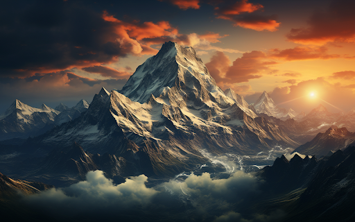 Panorama of the sunset on the majestic snow capped mountain top  from Chrome web store to be run with OffiDocs Chromium online