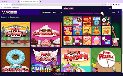 Papa Louie Games Unblocked Launcher  from Chrome web store to be run with OffiDocs Chromium online