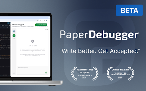 PaperDebugger BETA  from Chrome web store to be run with OffiDocs Chromium online