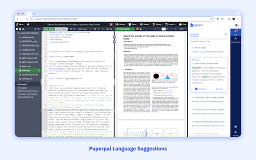 Paperpal for Overleaf BETA  from Chrome web store to be run with OffiDocs Chromium online
