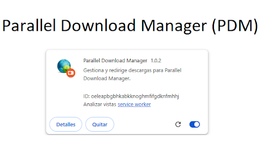 Parallel Download Manager  from Chrome web store to be run with OffiDocs Chromium online