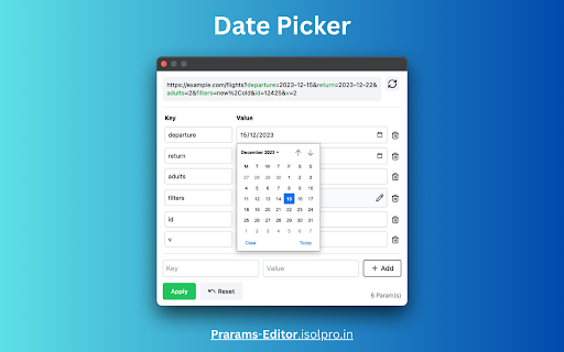 Params Editor  from Chrome web store to be run with OffiDocs Chromium online