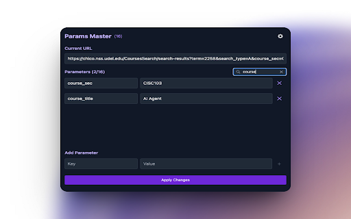 Params master  from Chrome web store to be run with OffiDocs Chromium online