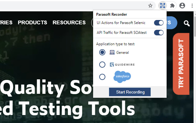 Parasoft Recorder  from Chrome web store to be run with OffiDocs Chromium online