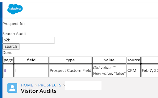 Pardot Audit Search  from Chrome web store to be run with OffiDocs Chromium online