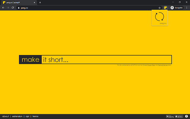 parg.co URL shortener  from Chrome web store to be run with OffiDocs Chromium online