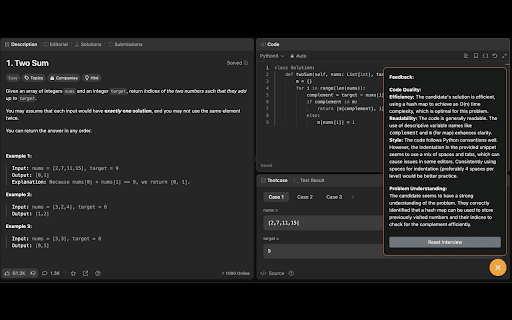 Parrot LeetCode Mock Interviewer  from Chrome web store to be run with OffiDocs Chromium online
