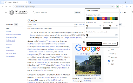 Parrot Quotes  from Chrome web store to be run with OffiDocs Chromium online