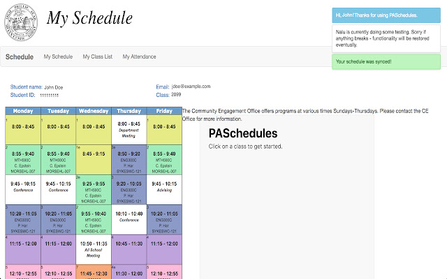 PASchedules  from Chrome web store to be run with OffiDocs Chromium online