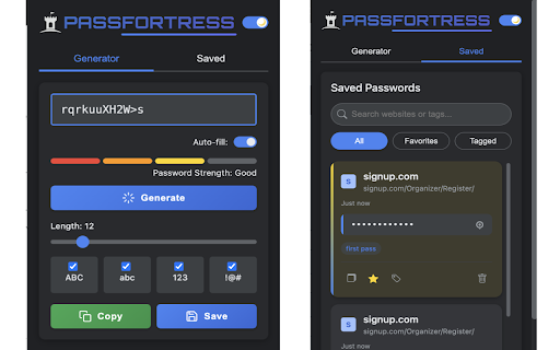 PassFortress  from Chrome web store to be run with OffiDocs Chromium online