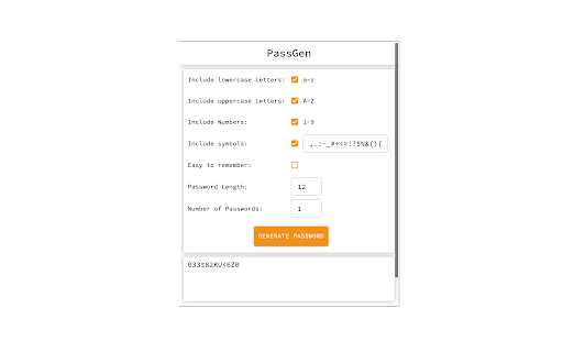 PassGen  from Chrome web store to be run with OffiDocs Chromium online