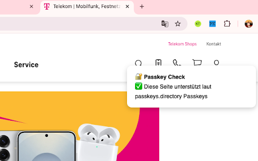 Passkey Checker  from Chrome web store to be run with OffiDocs Chromium online