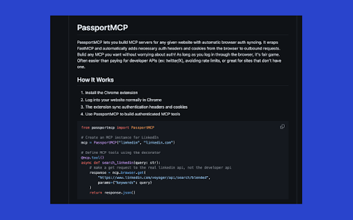 PassportMCP  from Chrome web store to be run with OffiDocs Chromium online