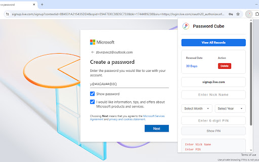 Password Cube  from Chrome web store to be run with OffiDocs Chromium online