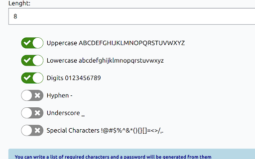 Password generator online  from Chrome web store to be run with OffiDocs Chromium online