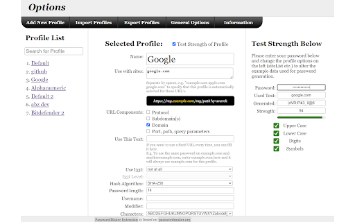 PasswordMaker Pro  from Chrome web store to be run with OffiDocs Chromium online