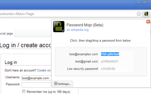Password Mojo (Beta)  from Chrome web store to be run with OffiDocs Chromium online