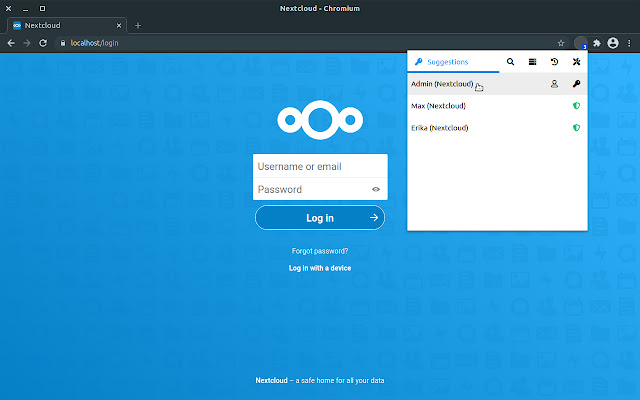 Passwords for Nextcloud Browser Extension  from Chrome web store to be run with OffiDocs Chromium online