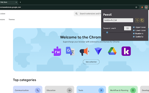 PassX  from Chrome web store to be run with OffiDocs Chromium online