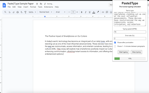 Paste2Type  from Chrome web store to be run with OffiDocs Chromium online