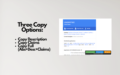 Patent Text Copier One Click  from Chrome web store to be run with OffiDocs Chromium online