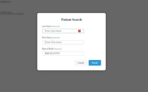 Patient Search Helper  from Chrome web store to be run with OffiDocs Chromium online