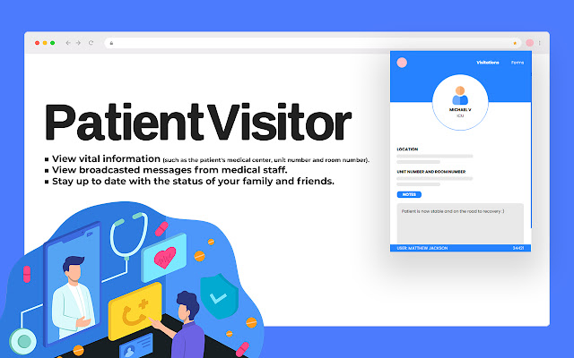 PatientVisitor  from Chrome web store to be run with OffiDocs Chromium online